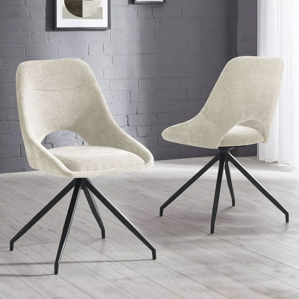 Fabric Dining Chairs With Swivel Actin in Set Of 2 - Jonah