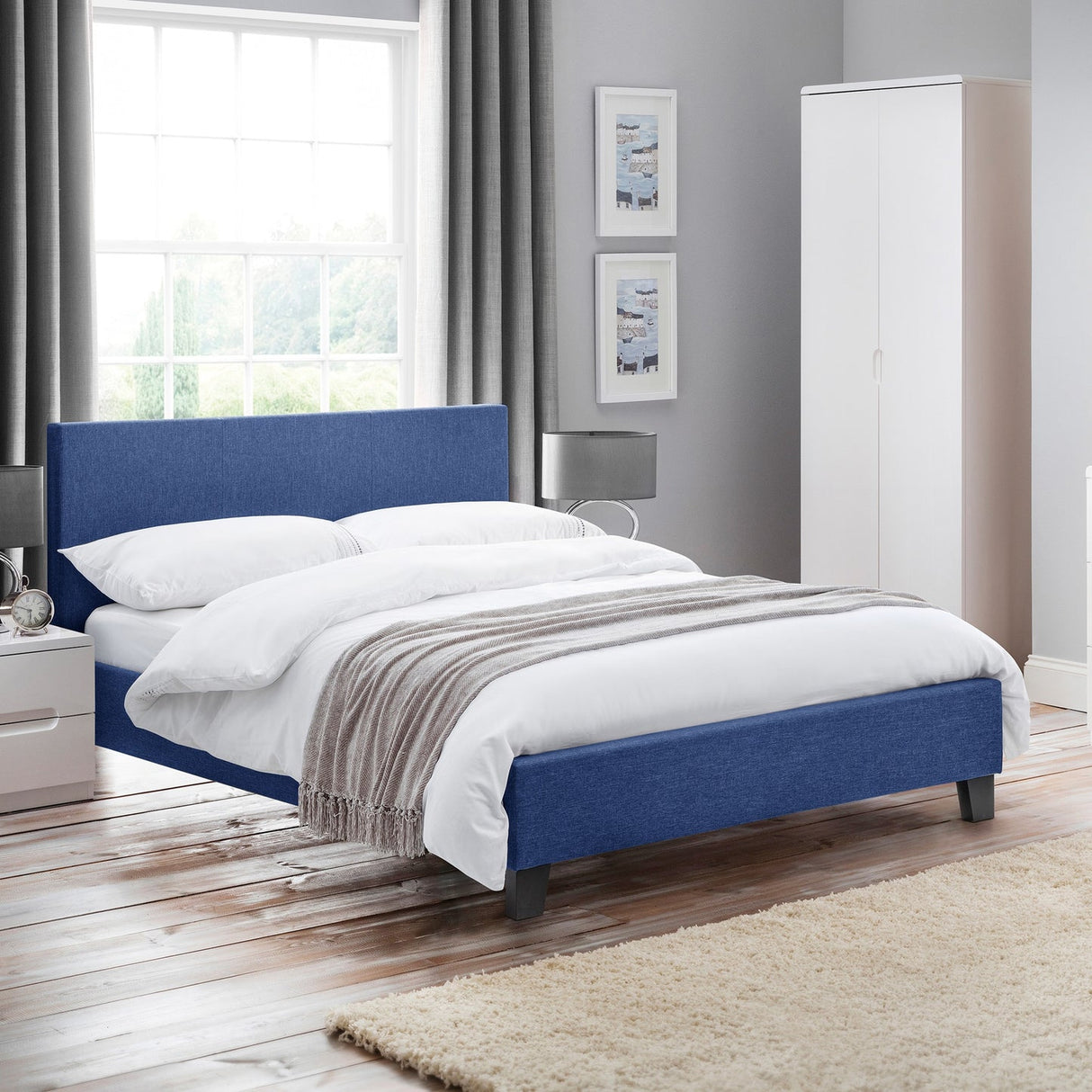 Fabric Double Bed - Rialto