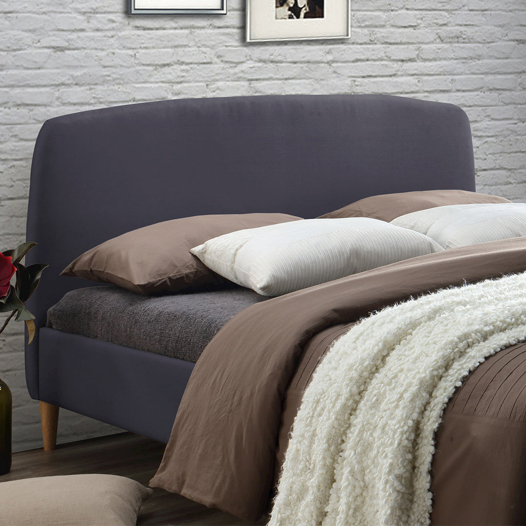 Fabric Double Bed With Slatted Base - Geneva