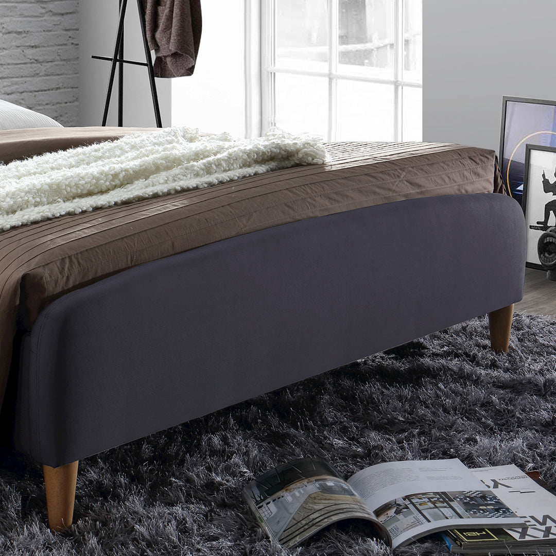 Fabric Double Bed With Slatted Base - Geneva