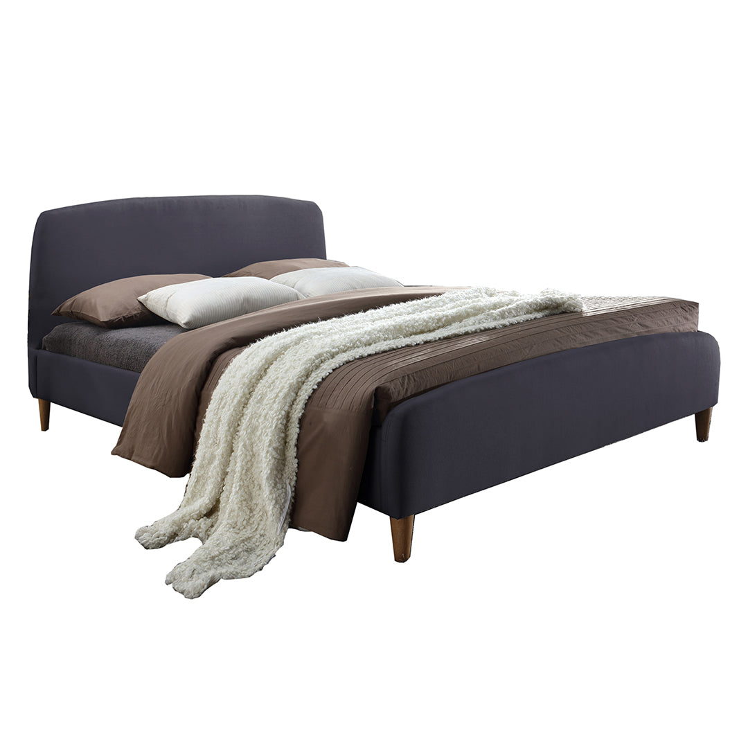 Fabric Double Bed With Slatted Base - Geneva