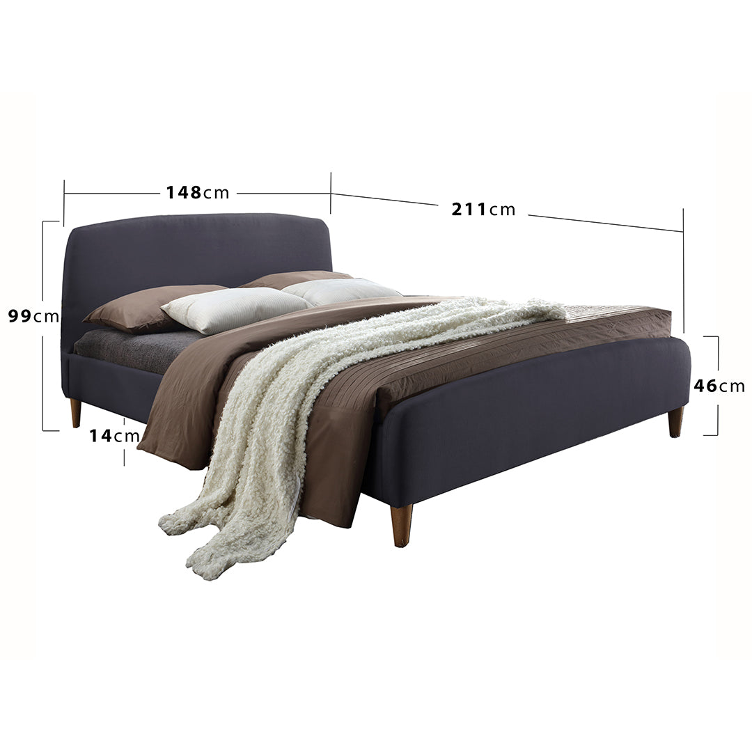 Fabric Double Bed With Slatted Base - Geneva