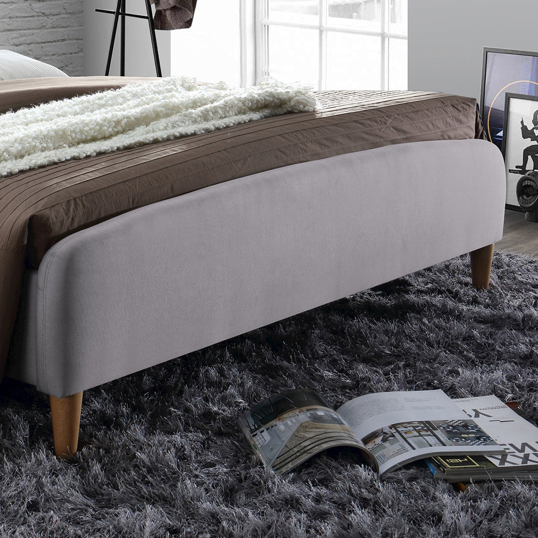 Fabric Double Bed With Slatted Base - Geneva