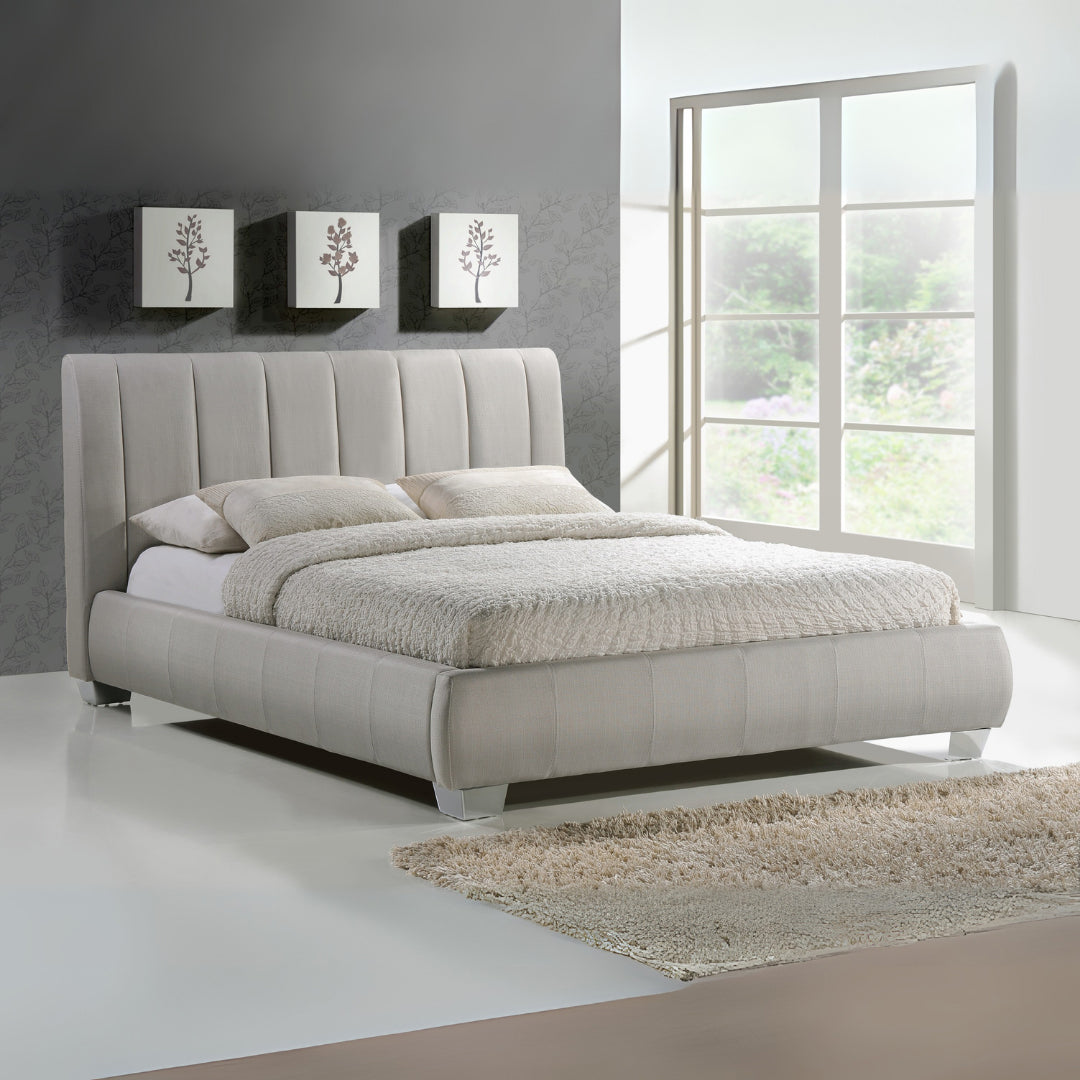 Fabric Double Bed With Sprung Slatted Base - Braunston