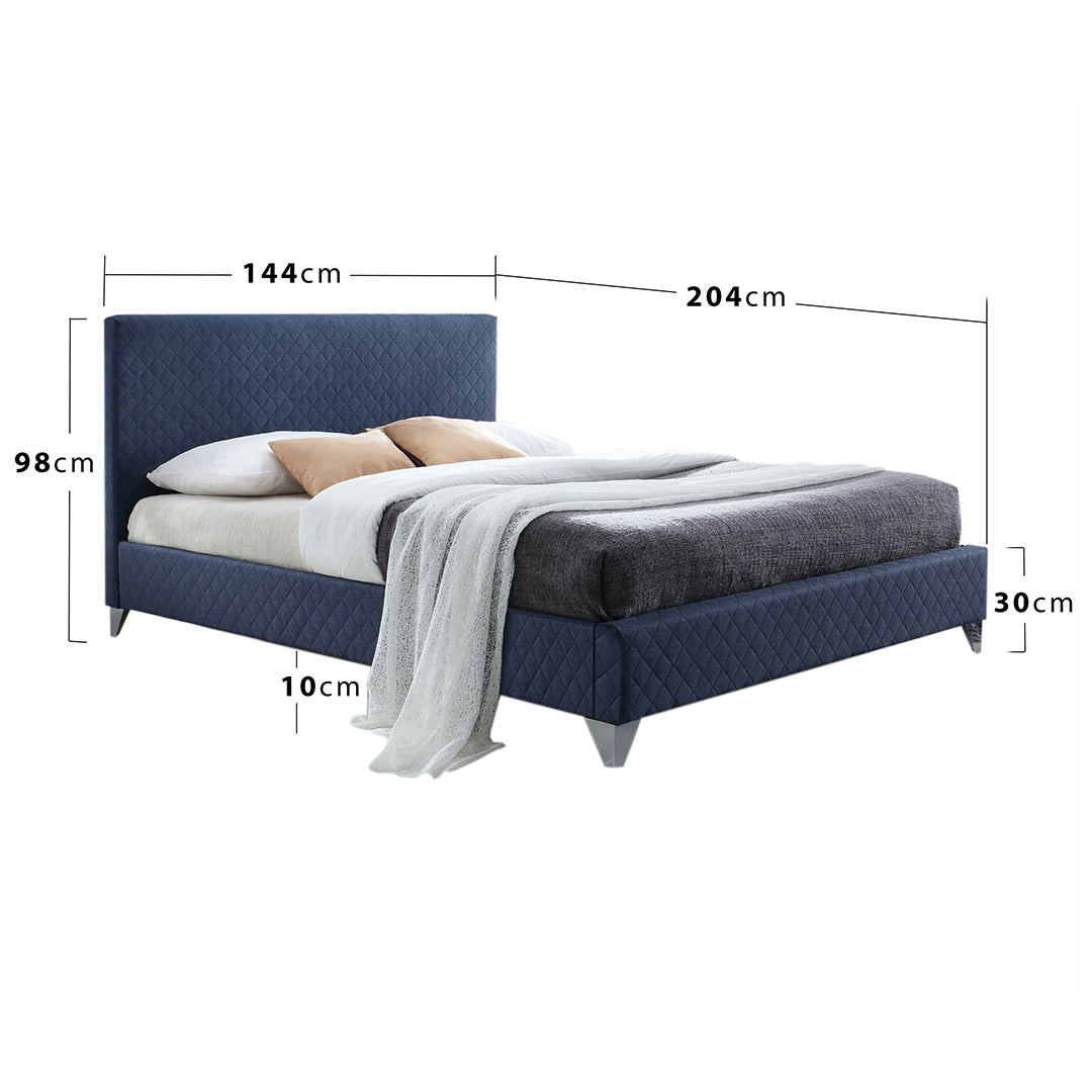Fabric Double Bed With Sprung Slatted Base - Brooklyn