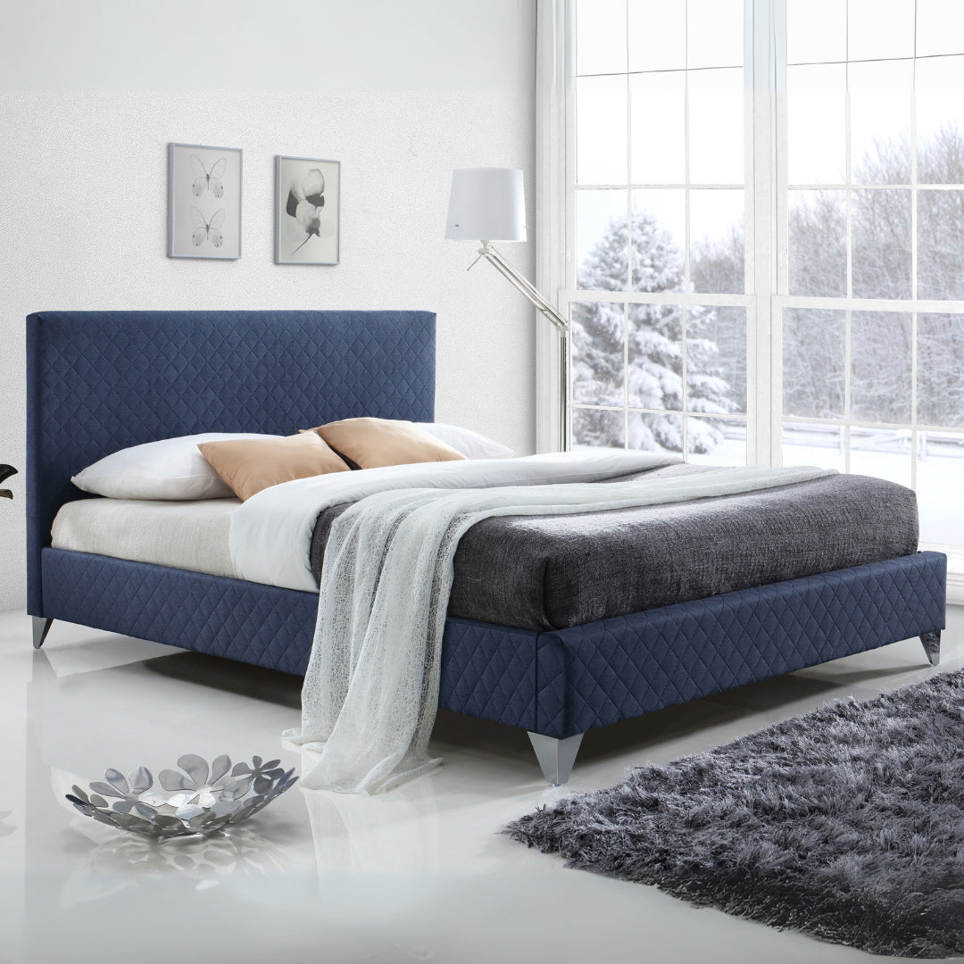 Fabric Double Bed With Sprung Slatted Base - Brooklyn
