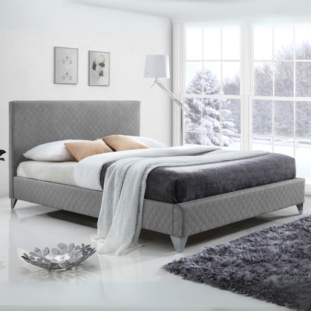 Fabric Double Bed With Sprung Slatted Base - Brooklyn