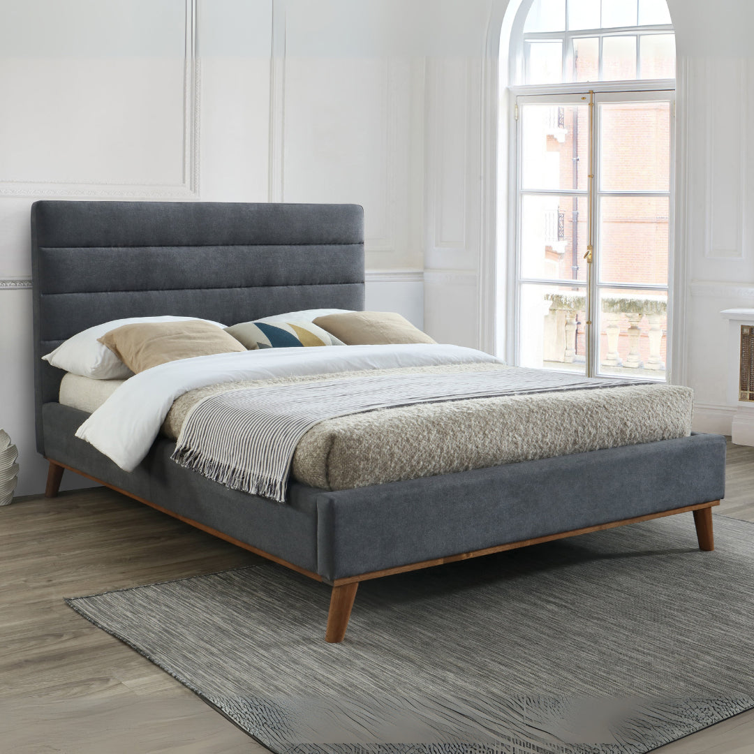 Fabric Double Bed With Sprung Slatted Base - Mayfair