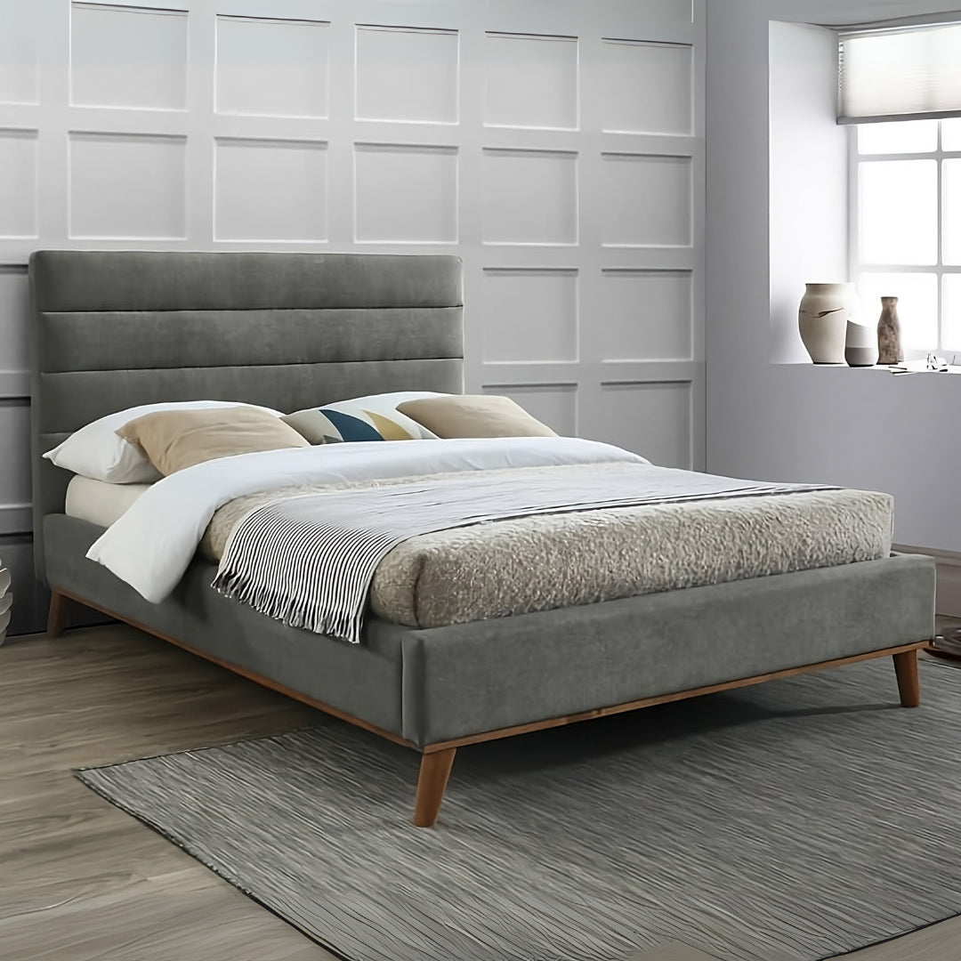 Fabric Double Bed With Sprung Slatted Base - Mayfair