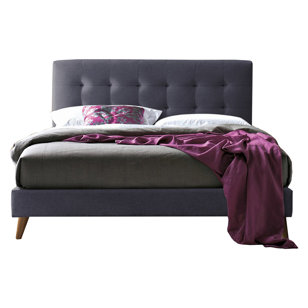 Fabric Double Bed With Sprung Slatted Base - Novara