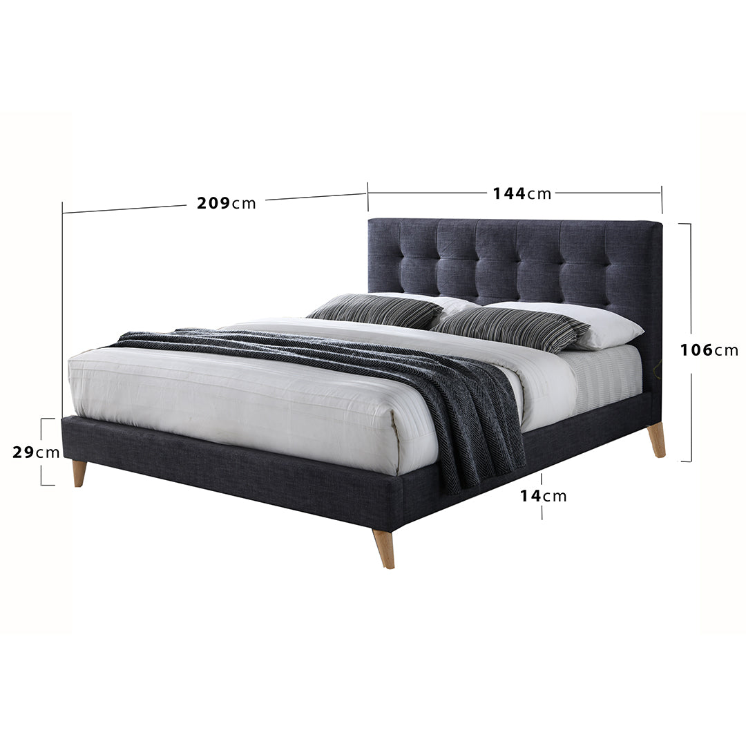 Fabric Double Bed With Sprung Slatted Base - Novara