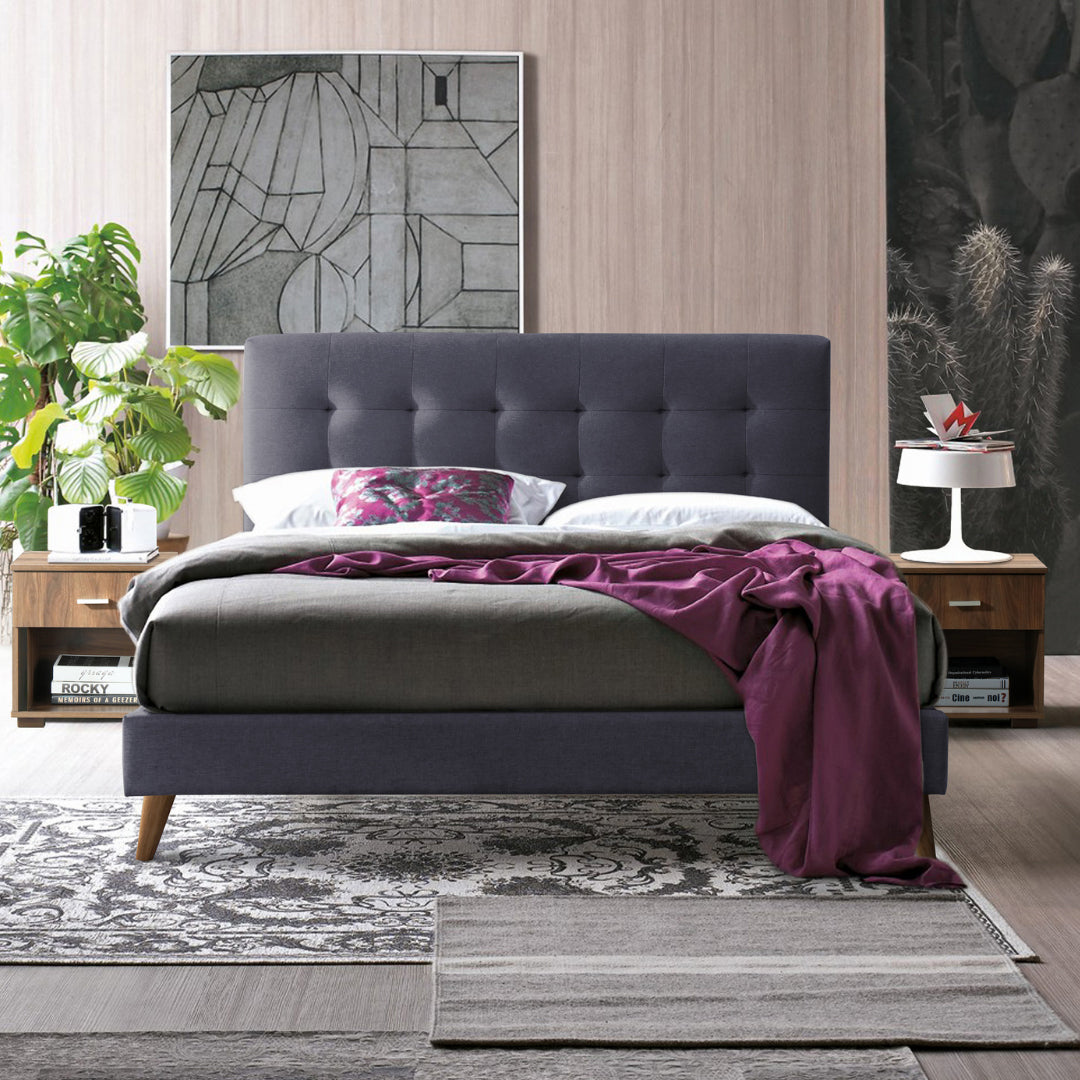 Fabric Double Bed With Sprung Slatted Base - Novara