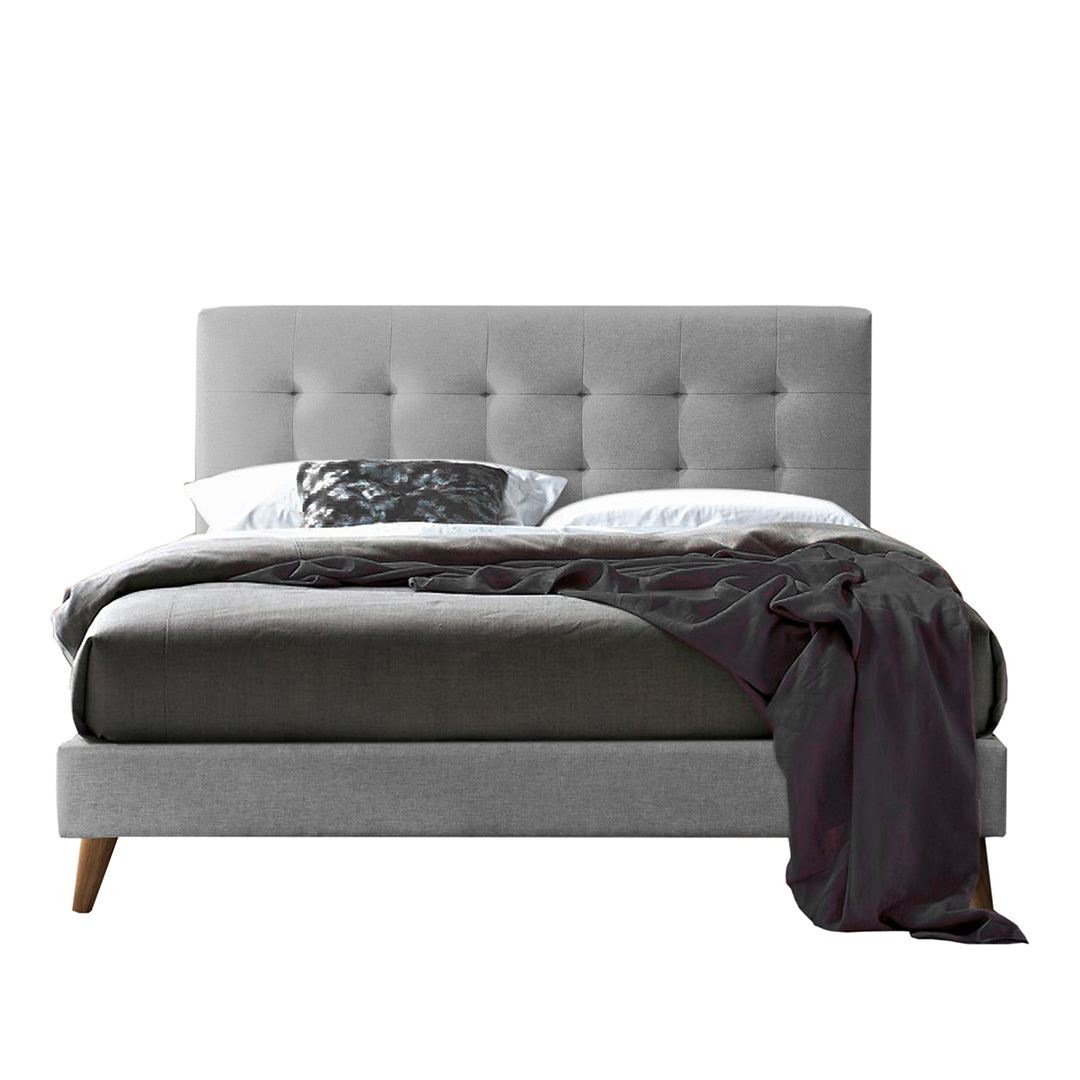 Fabric Double Bed With Sprung Slatted Base - Novara