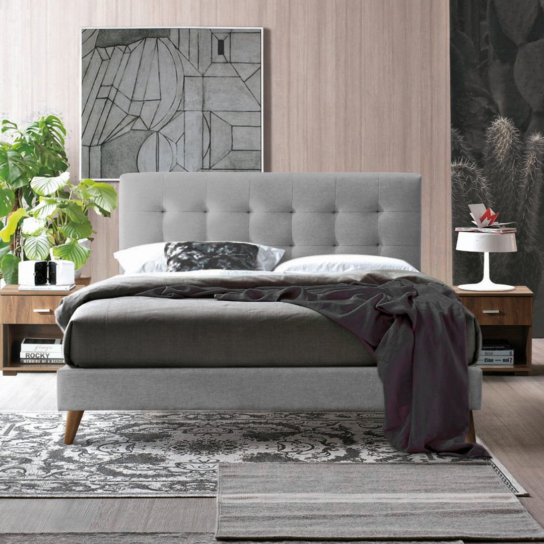 Fabric Double Bed With Sprung Slatted Base - Novara