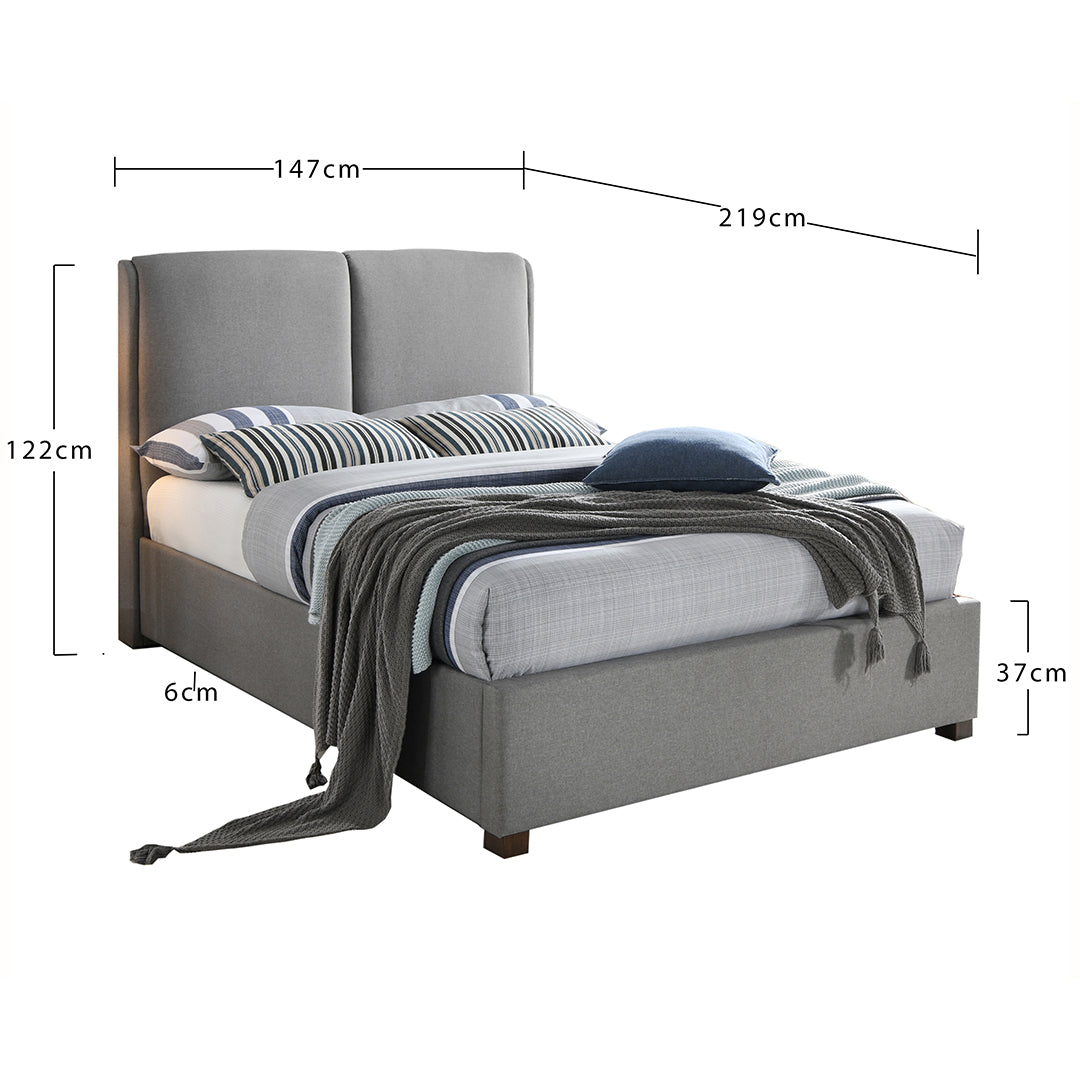 Fabric Double Bed With Sprung Slatted Base - Oakland
