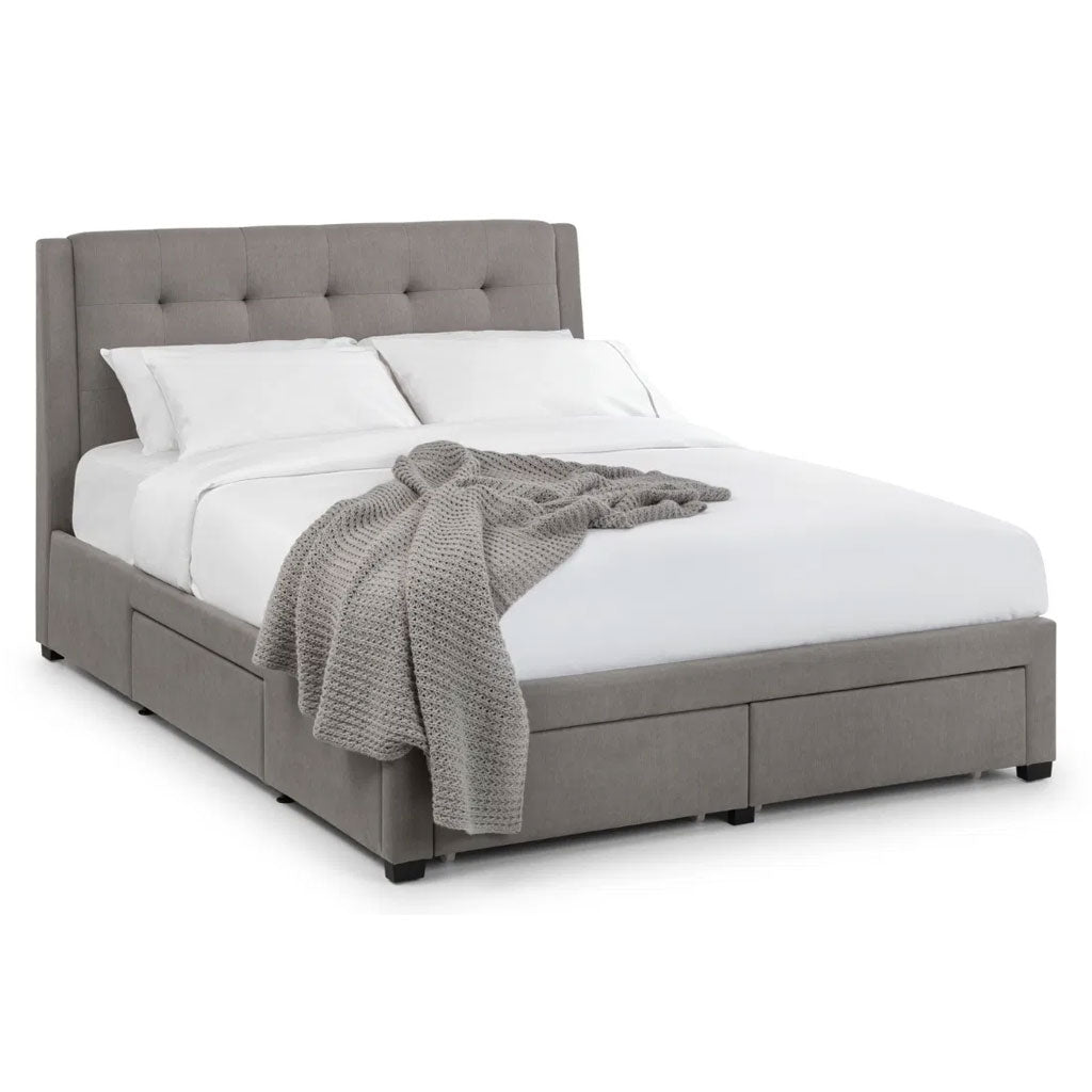 Fabric Double Bed With 4 Drawers - Fullerton