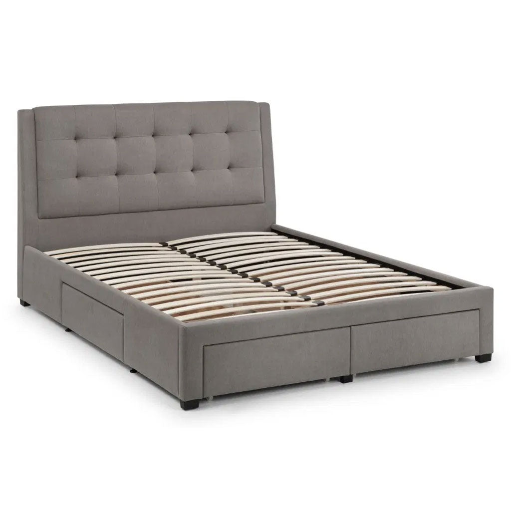 Fabric Double Bed With 4 Drawers - Fullerton