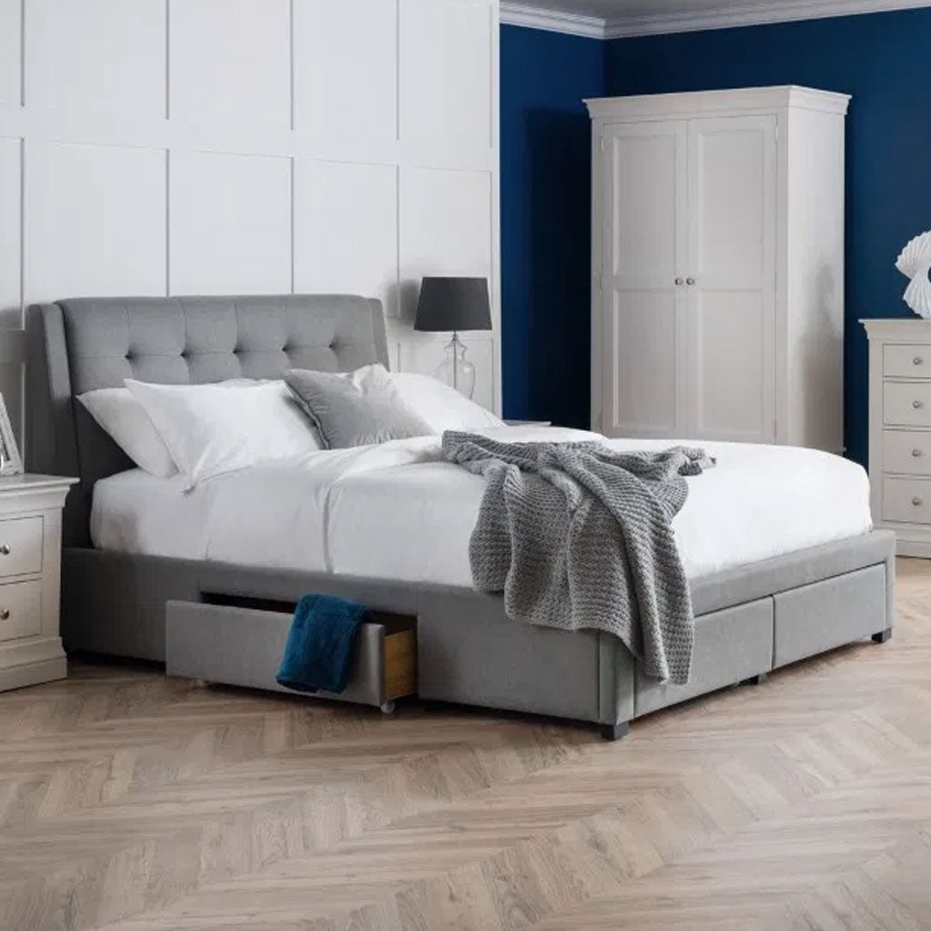 Fabric Double Bed With 4 Drawers - Fullerton