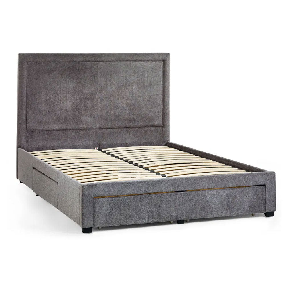 Fabric Double Bed With 4 Drawers - Mayfair