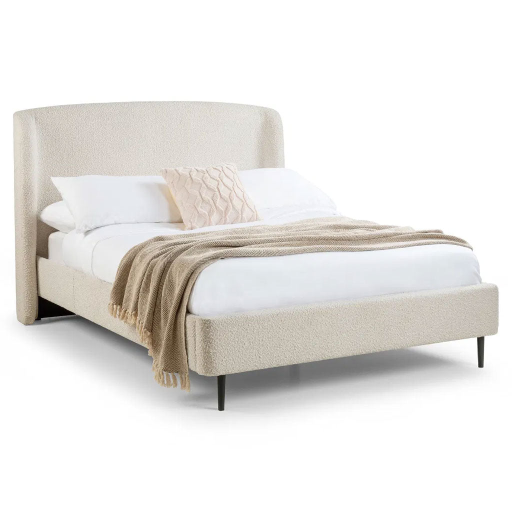 Fabric Double Bed With Black Legs - Eden