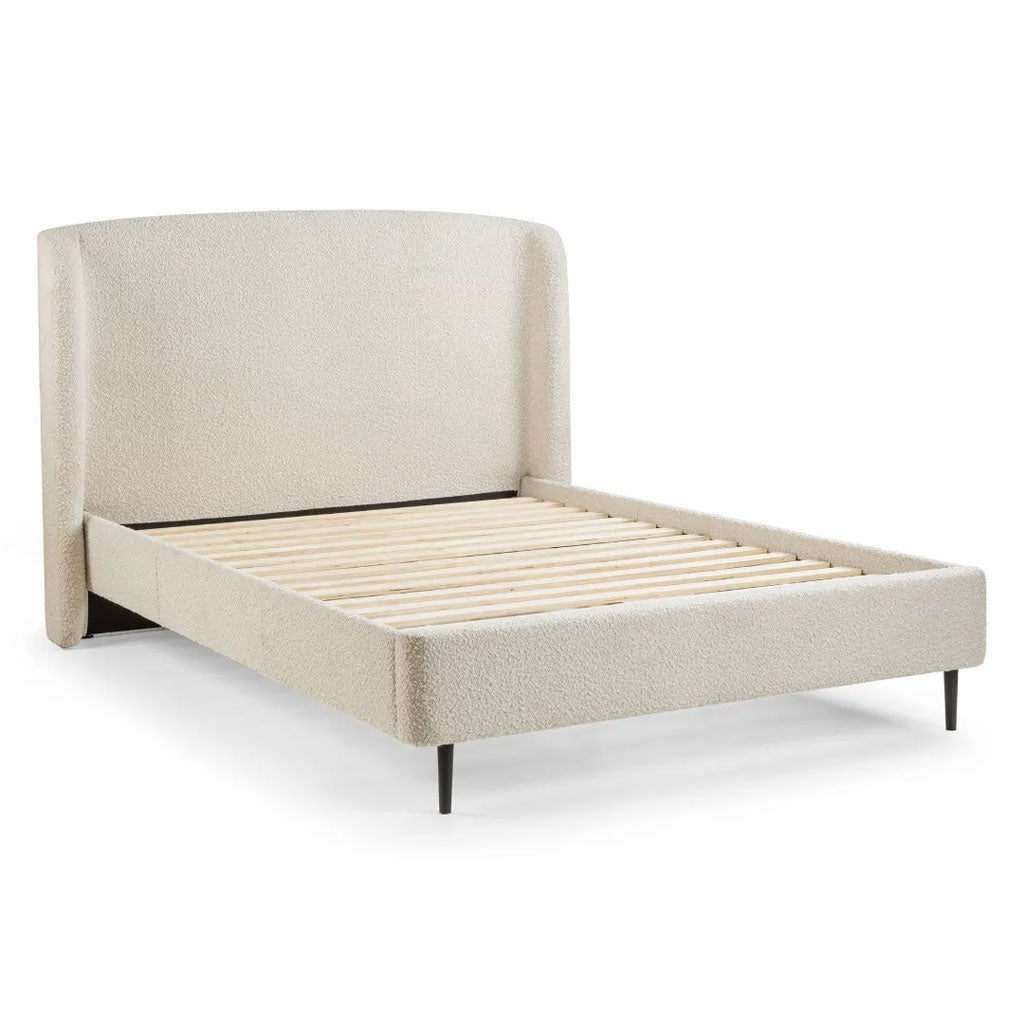 Fabric Double Bed With Black Legs - Eden