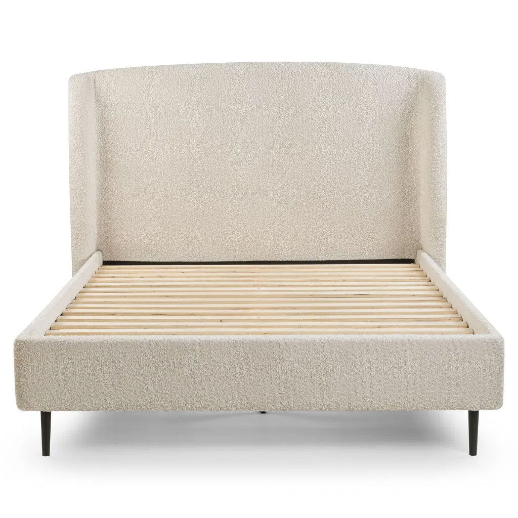 Fabric Double Bed With Black Legs - Eden
