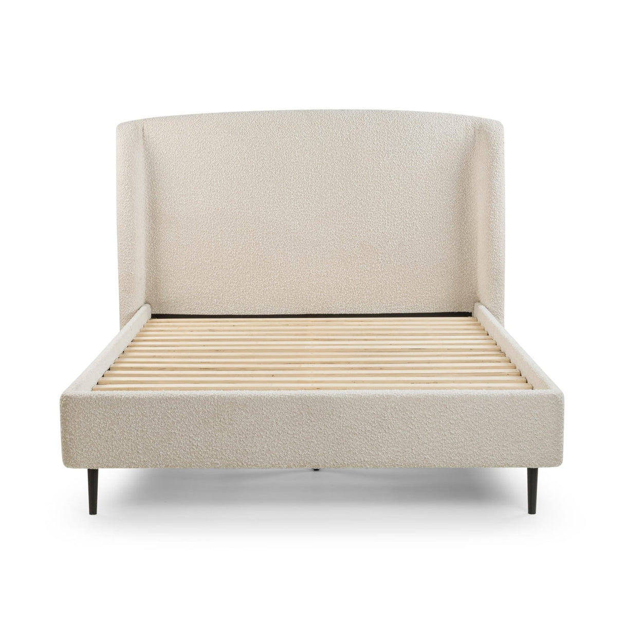 Fabric Double Bed With Black Legs - Eden