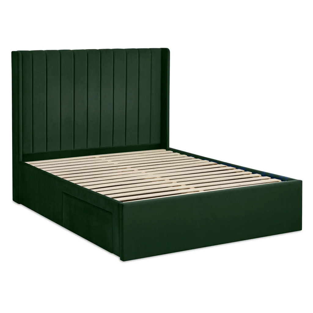 Fabric Double Bed With Dual Storage Door - Leila