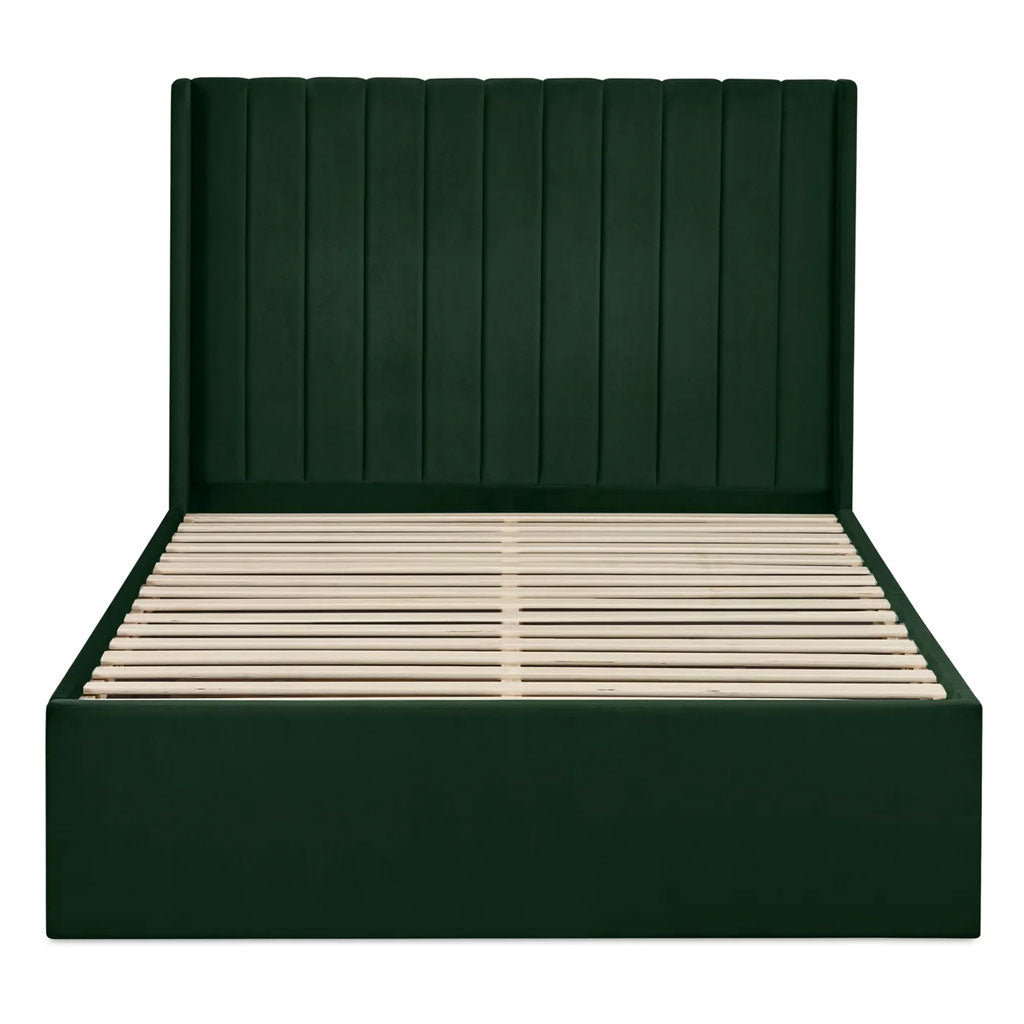 Fabric Double Bed With Dual Storage Door - Leila