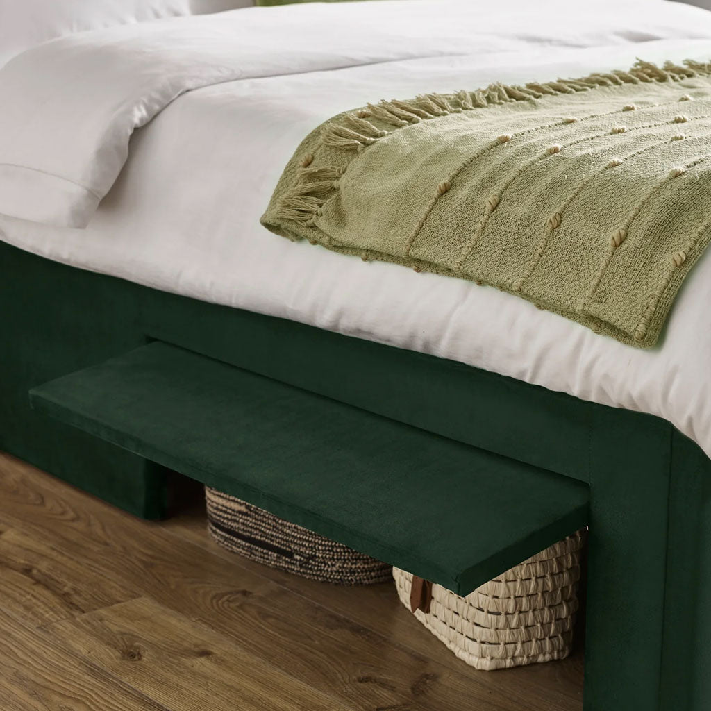 Fabric Double Bed With Dual Storage Door - Leila