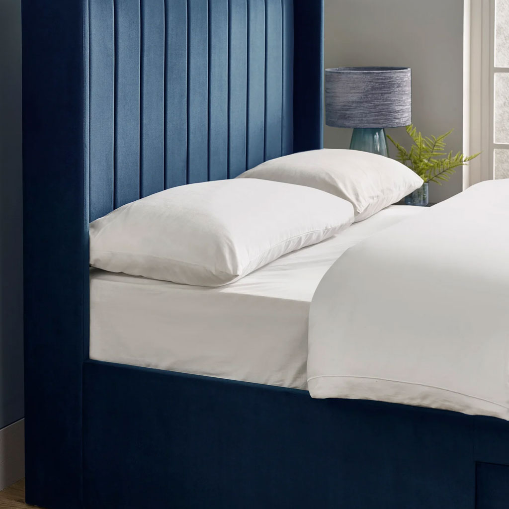 Fabric Double Bed With Dual Storage Door - Leila