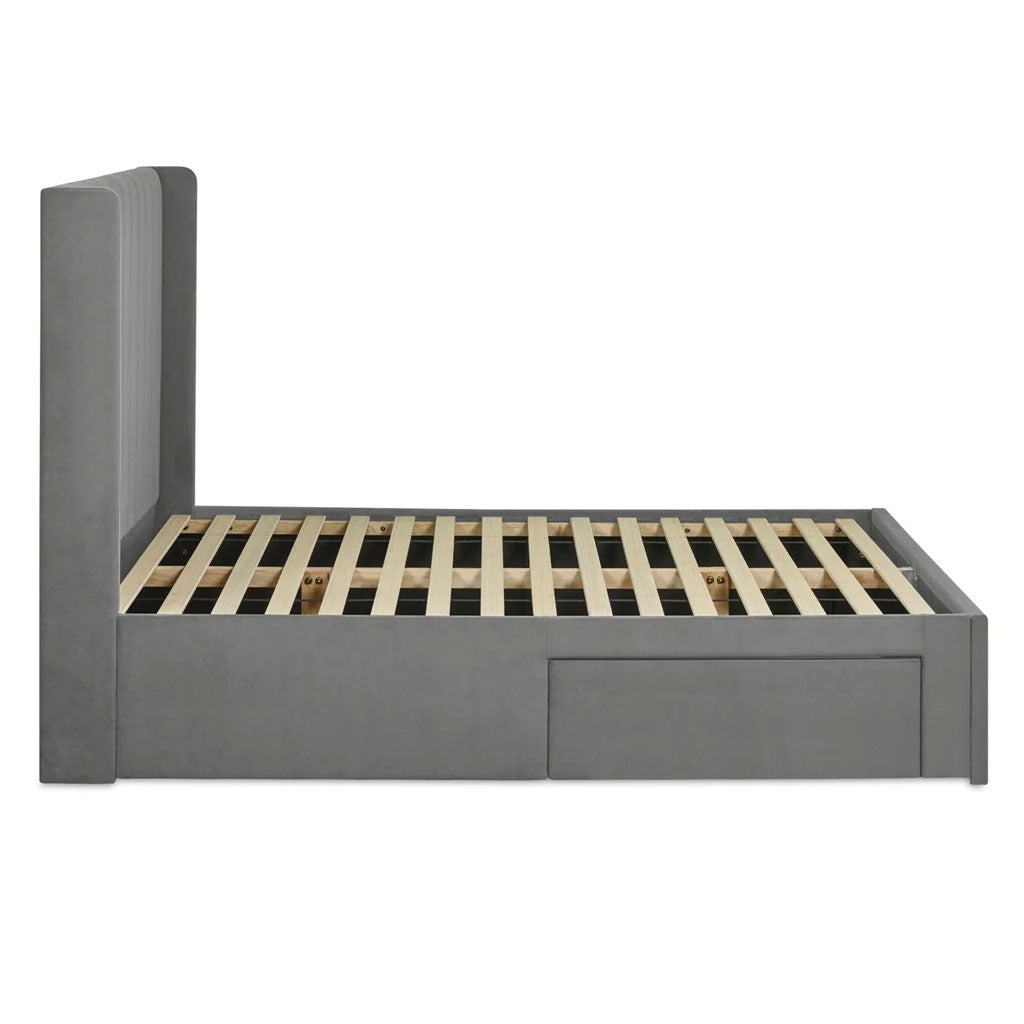 Fabric Double Bed With Dual Storage Door - Leila