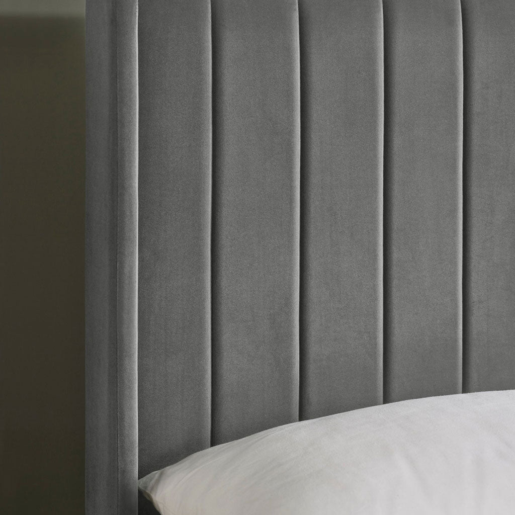 Fabric Double Bed With Dual Storage Door - Leila