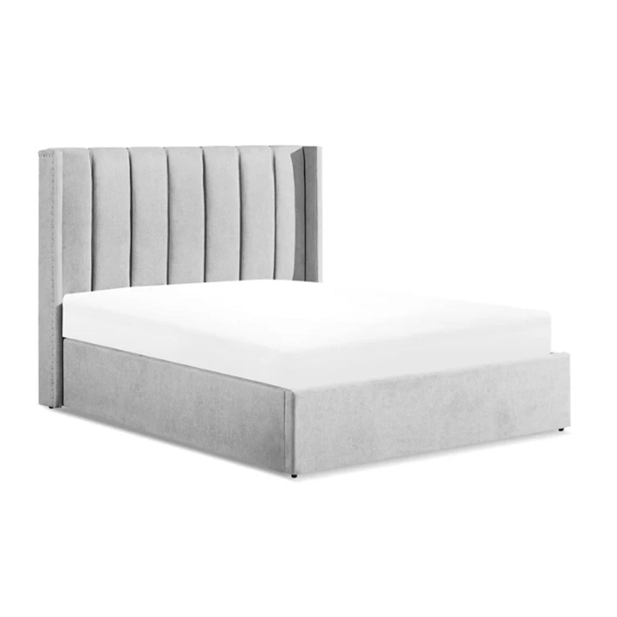 Fabric Double Bed With Storage - Amber