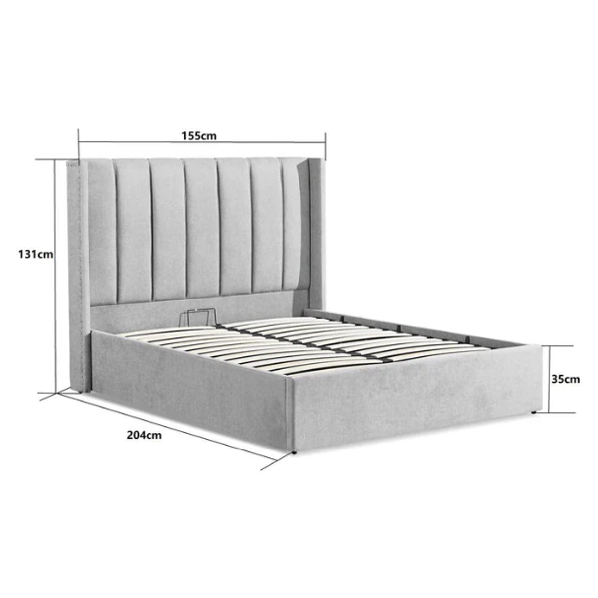 Fabric Double Bed With Storage - Amber