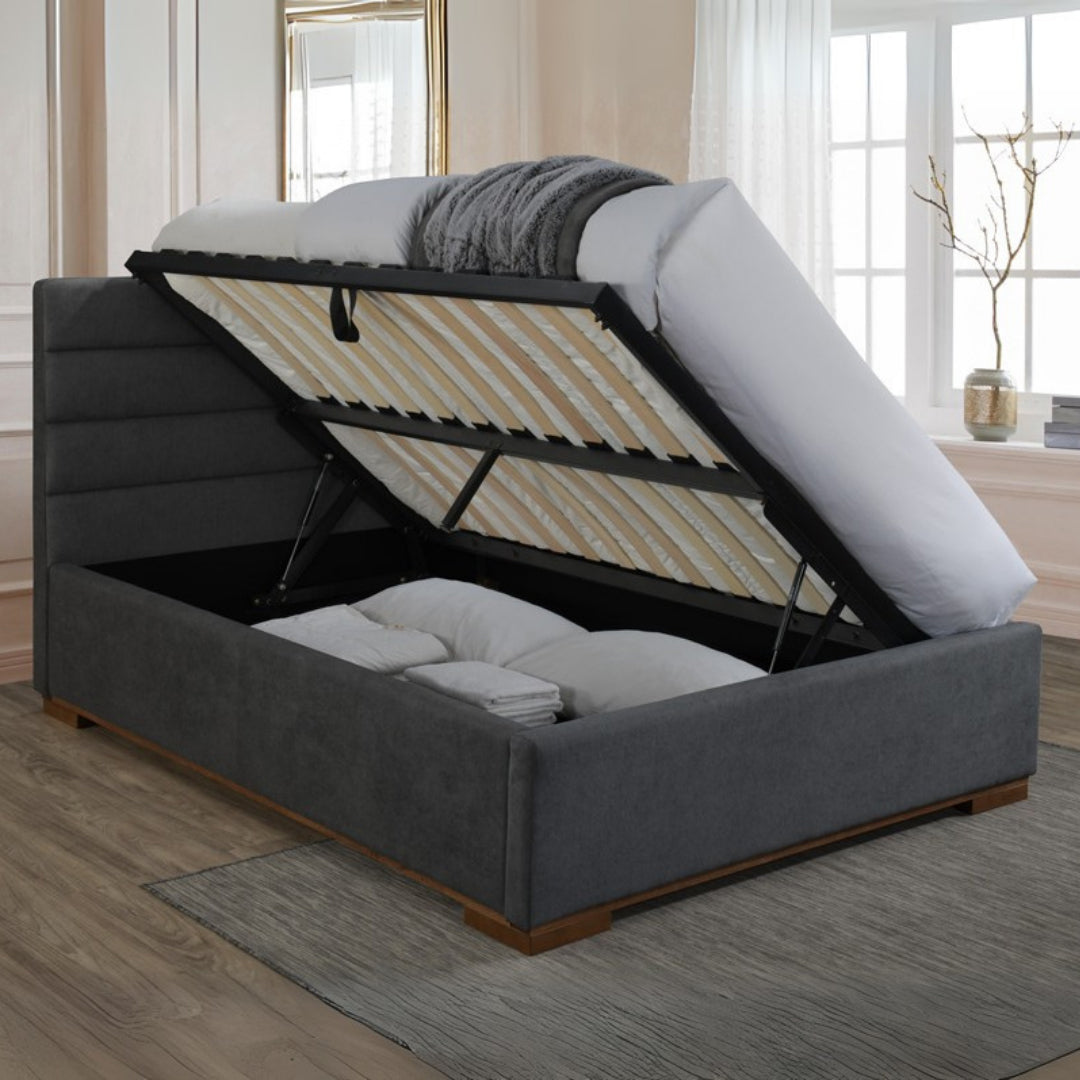 Fabric Double Ottoman Storage Bed - Mayfair