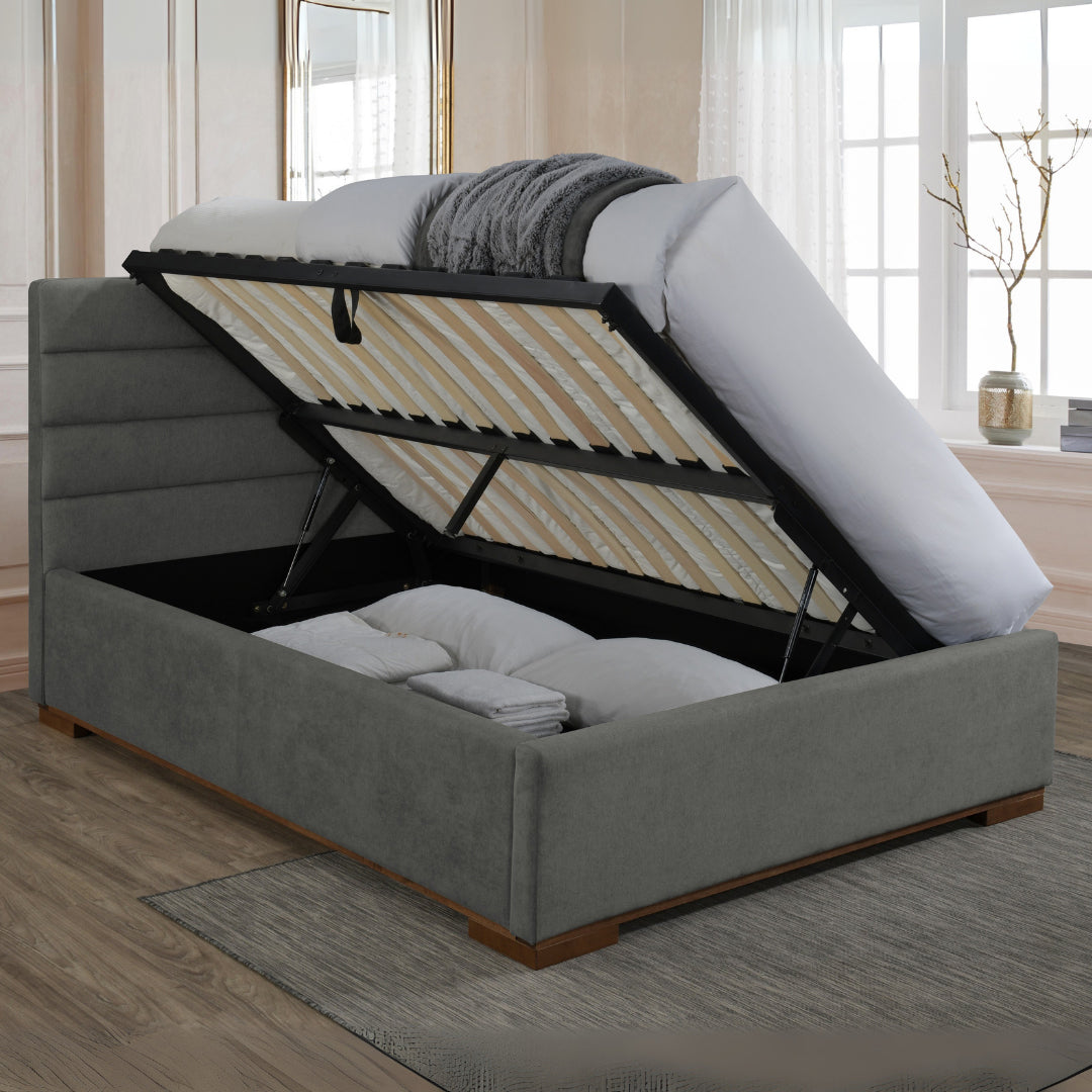 Fabric Double Ottoman Storage Bed - Mayfair