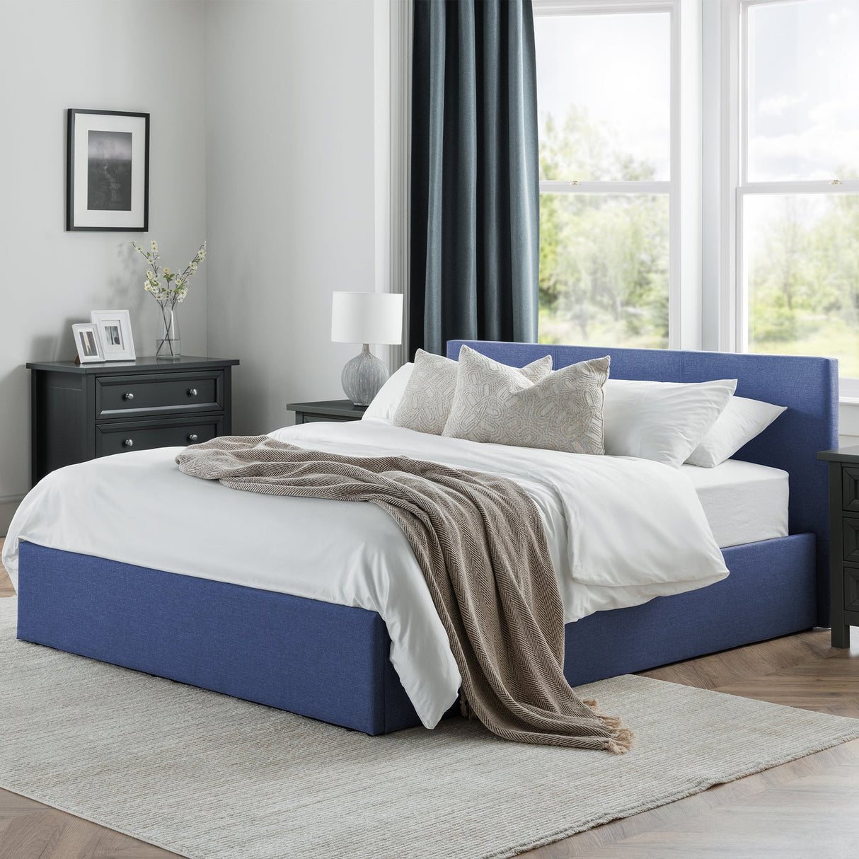 Fabric Double Ottoman Storage Bed - Rialto