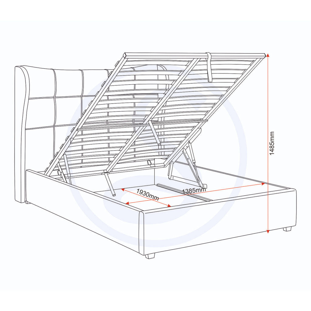 Fabric Double Ottoman Storage Bed - Verona