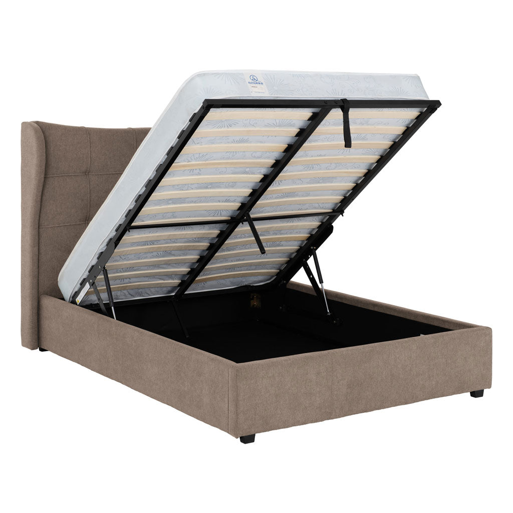 Fabric Double Ottoman Storage Bed - Verona
