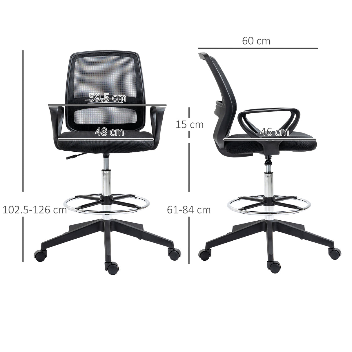 Fabric Home And Office Chair 59.5cm Wide With Adjustable Footrest in Set Of 5 - Velmora