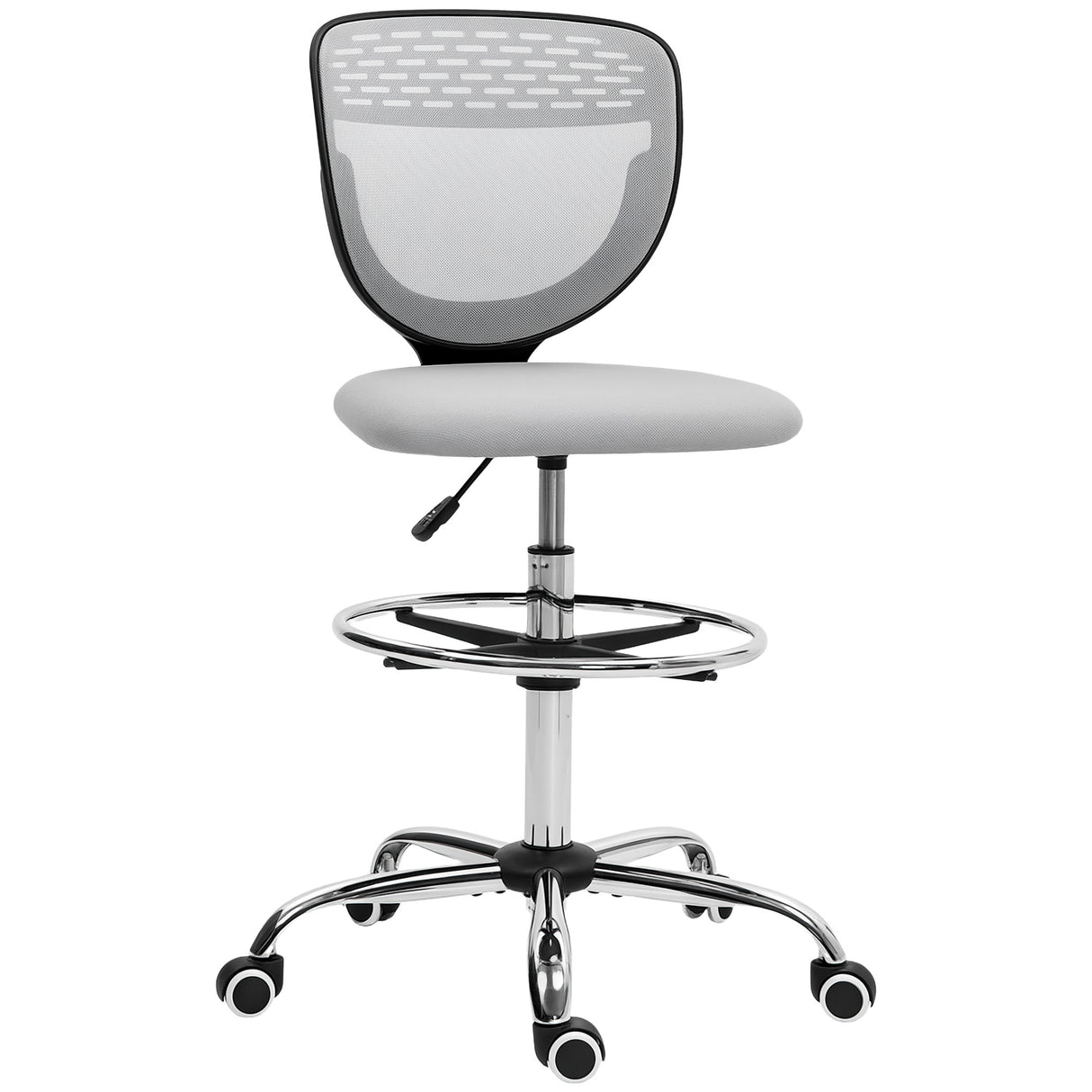 Fabric Home And Office Chair 59cm Wide Armless With Adjustable Foot Ring - Velmora