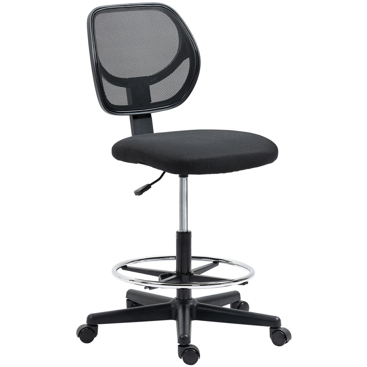 Fabric Home And Office Chair 59cm Wide With Adjustable Foot Ring And Seat Height Black - Velmora