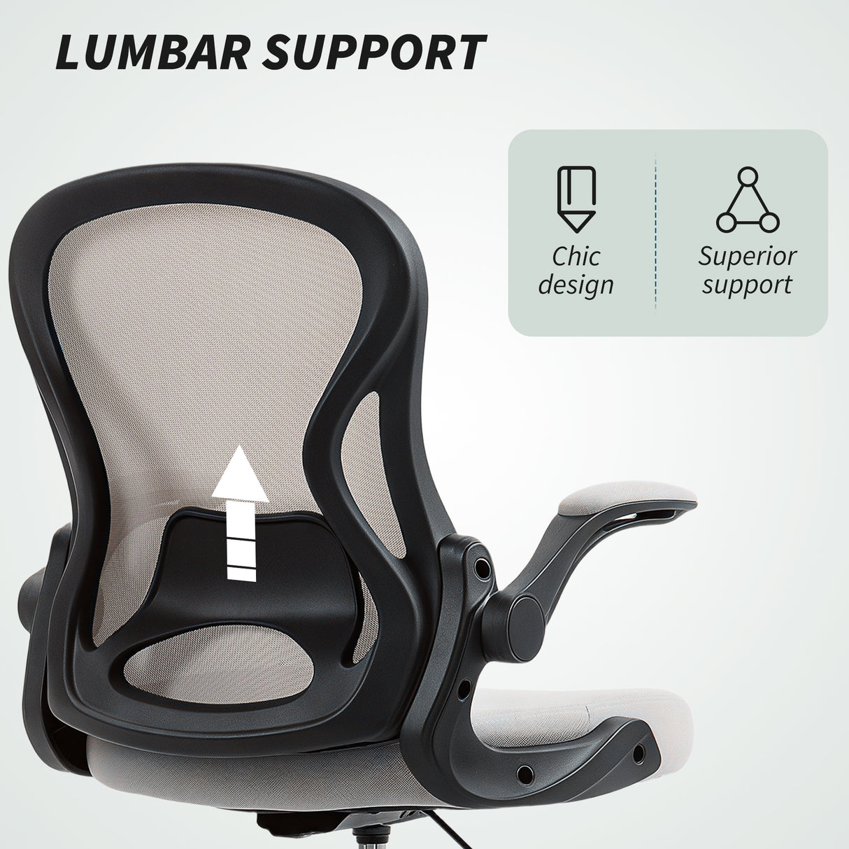 Fabric Home And Office Chair 59cm Wide With Flip-Up Armrest - Velmora