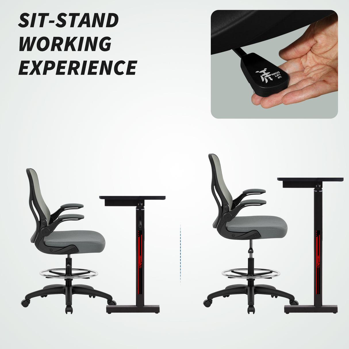 Fabric Home And Office Chair 59cm Wide With Flip-Up Armrest - Velmora