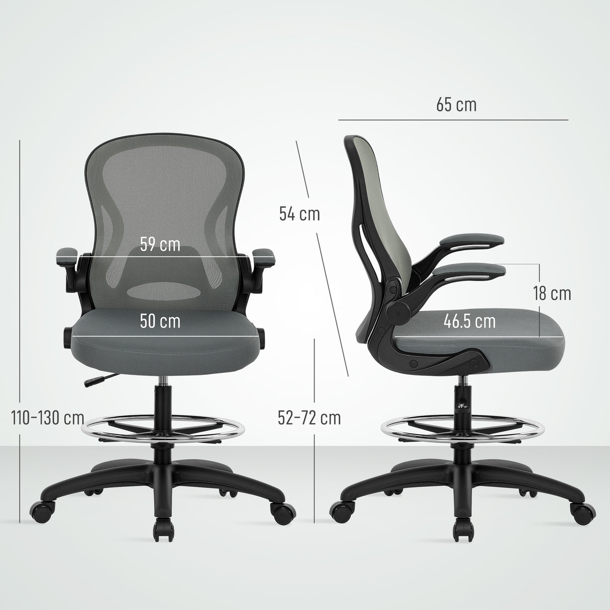 Fabric Home And Office Chair 59cm Wide With Flip-Up Armrest - Velmora