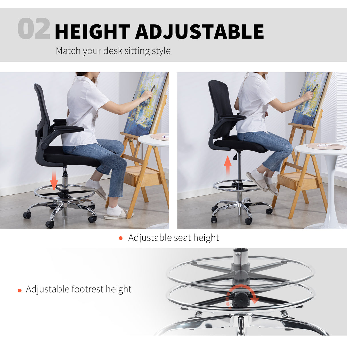 Fabric Home And Office Chair 60cm Wide With Adjustable Lumbar - Velmora