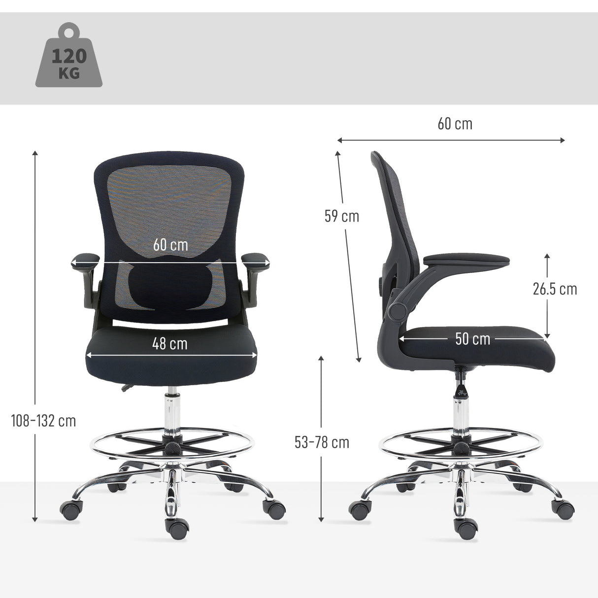 Fabric Home And Office Chair 60cm Wide With Adjustable Lumbar - Velmora