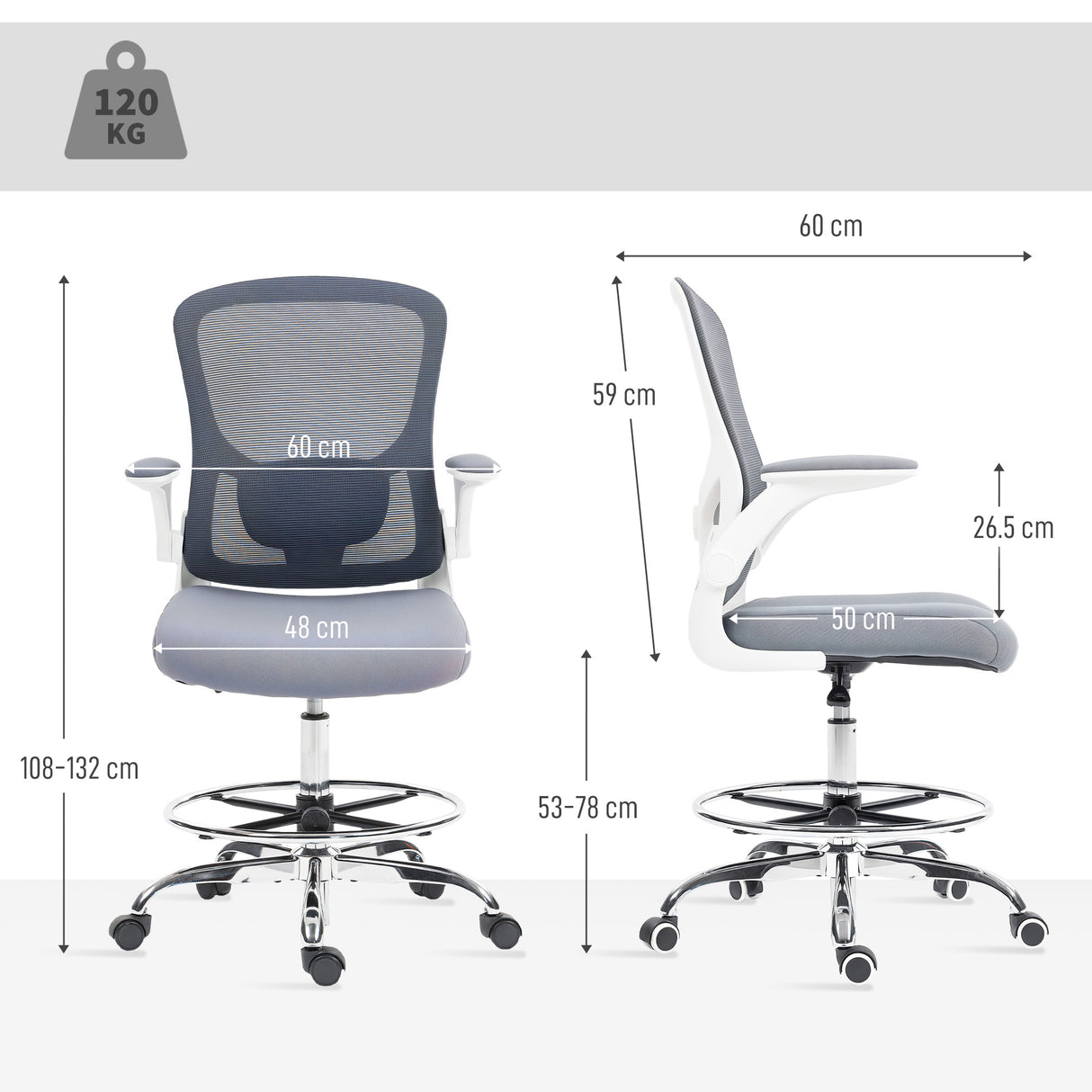 Fabric Home And Office Chair 60cm Wide With Adjustable Lumbar - Velmora
