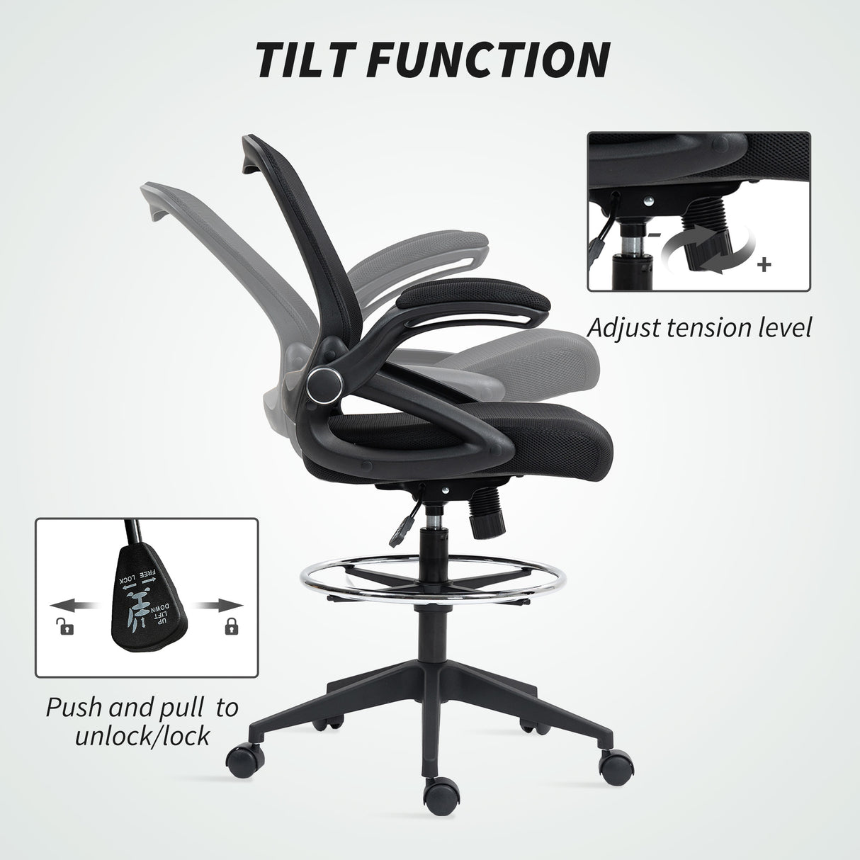 Fabric Home And Office Chair 60cm Wide With Flip-Up Armrest - Velmora